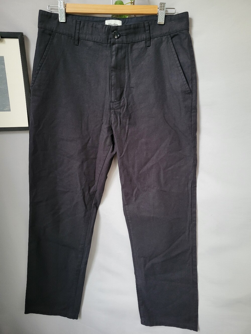 Rhythm. Classics Fatigue Flat Front Twill Straight Leg Trouser Chino Pant Black